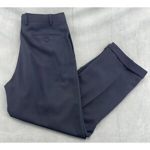 Lauren Ralph Lauren Dress Pants Mens 38x32 Blue Pleated Cuffed Trousers Business